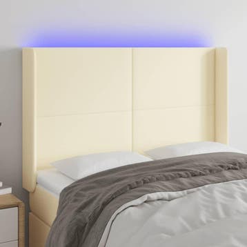vidaXL Hoofdbord LED 147x16x118/128 cm kunstleer, Verzenden