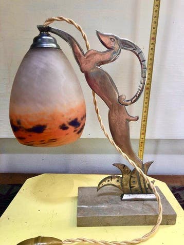 Lampe de table - Verre, Métal, Marbre