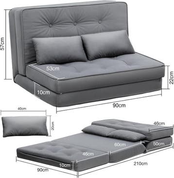 Slaapbank 2 persoons - Logeerbed - Bedbank - 90x210 cm - Gri, Verzenden, Nieuw