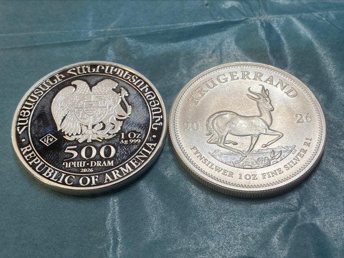 Armenië, Zuid-Afrika. 500 Dram, Krugerrand 2026, 2 x 1 Oz, Timbres & Monnaies, Monnaies | Europe | Monnaies non-euro
