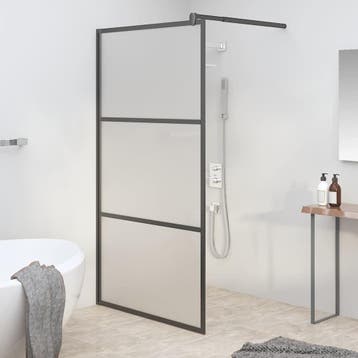 vidaXL Inloopdouchewand 100x195 cm mat ESG-glas zwart, Doe-het-zelf en Bouw, Verzenden, Nieuw