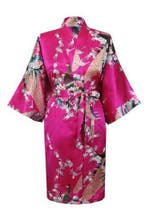 KIMU® Kimono Donkerroze Kort XL-XXL Yukata Satijn Boven de K, Kleding | Dames, Ophalen of Verzenden, Nieuw