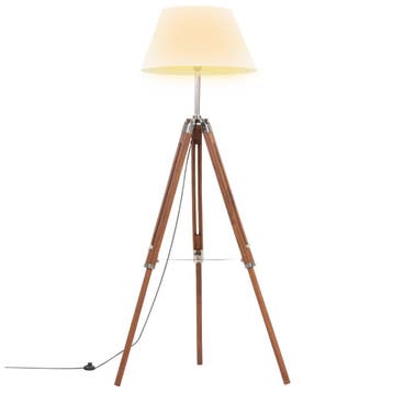 vidaXL Vloerlamp driepoot 141 cm massief teakhout, Verzenden