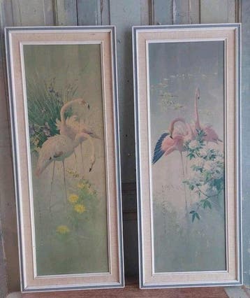 Flamingo - Vernon Ward - Assiette murale (2) - Vintage retro, Antiek en Kunst