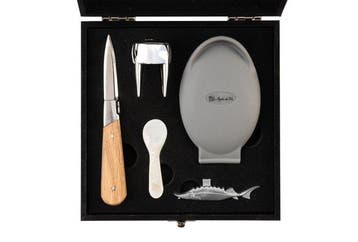 Laguiole - Champagne / Caviar / Oyster set - Oak Wood