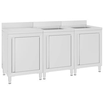 vidaXL Wastafelkast commercieel 180x60x96 cm roestvrij staal, Verzenden