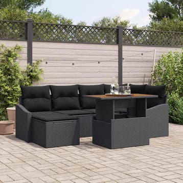 vidaXL Tuinbank Set 7 st Zwart en Bruin, Verzenden, Nieuw