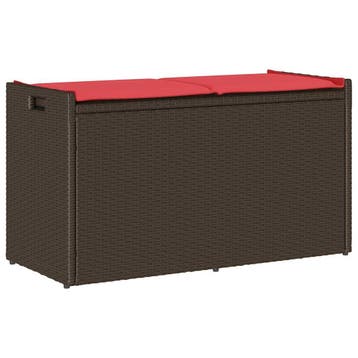 vidaXL Opbergbank met kussen voor buiten 100 cm poly rattan, Verzenden, Nieuw