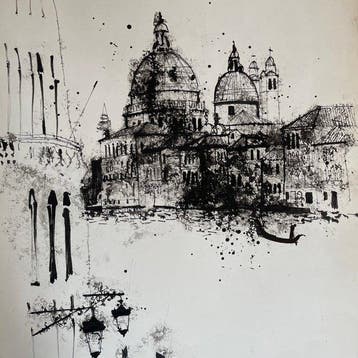 Yves Ganne (1931-2019) - Italie Architecture, Vue de Venise, Antiquités & Art, Art | Peinture | Classique