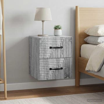 vidaXL Muurbevestigde Nachttafel 2 st Grijs sonoma 34,5 x 33, Verzenden, Nieuw