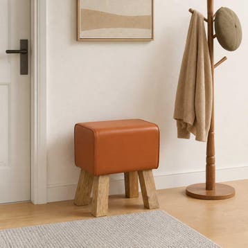 vidaXL Bank 40 x 30 x 45 cm Echt Leer Bruin, Huis en Inrichting, Verzenden, Nieuw