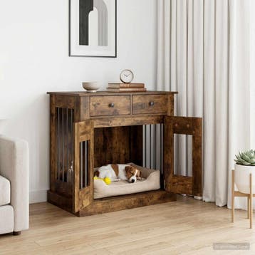 vidaXL Hond kennel meubel Gerookt eiken 80 x 47,5 x 80 cm, Verzenden
