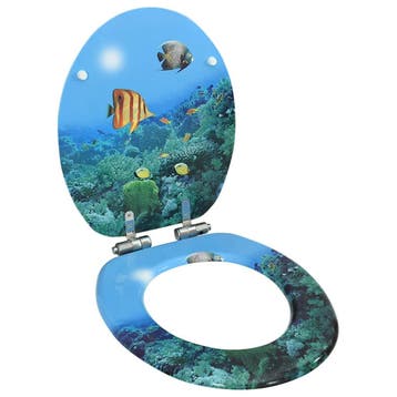 vidaXL Toiletbril met soft-close deksel diepzee MDF, Verzenden, Nieuw