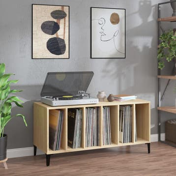 vidaXL Platenkast 100x38x48 cm bewerkt hout sonoma, Huis en Inrichting, Verzenden, Nieuw