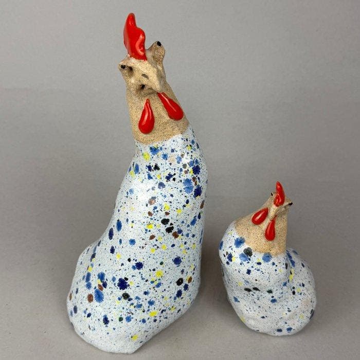 Anna Em - 2 Hens - hand made, Antiquités & Art, Art | Objets design