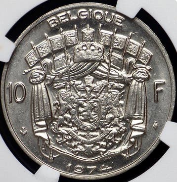 België. Boudewijn I. 10 Francs 1974 FR - Medal Alignment /