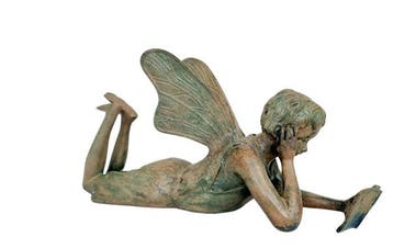 Beeldje - Fairy with book - Brons