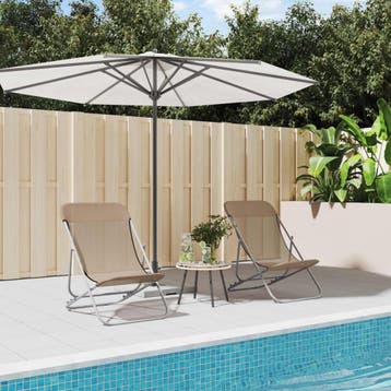 vidaXL Strandstoelen 2 st textileen en gepoedercoat staal, Tuin en Terras, Verzenden, Nieuw