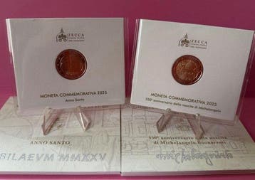 Vaticaan. 2 Euro 2025 Michelangelo + Anno Santo (2