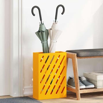 vidaXL Regen Paraplu Stand Mosterdgeel 28 x 12 x 41 cm Staal, Huis en Inrichting, Woonaccessoires | Paraplubakken, Verzenden, Nieuw