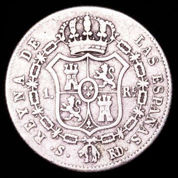 Spanje. Isabel II. Real Acuñado en la ceca de Sevilla, 1844.
