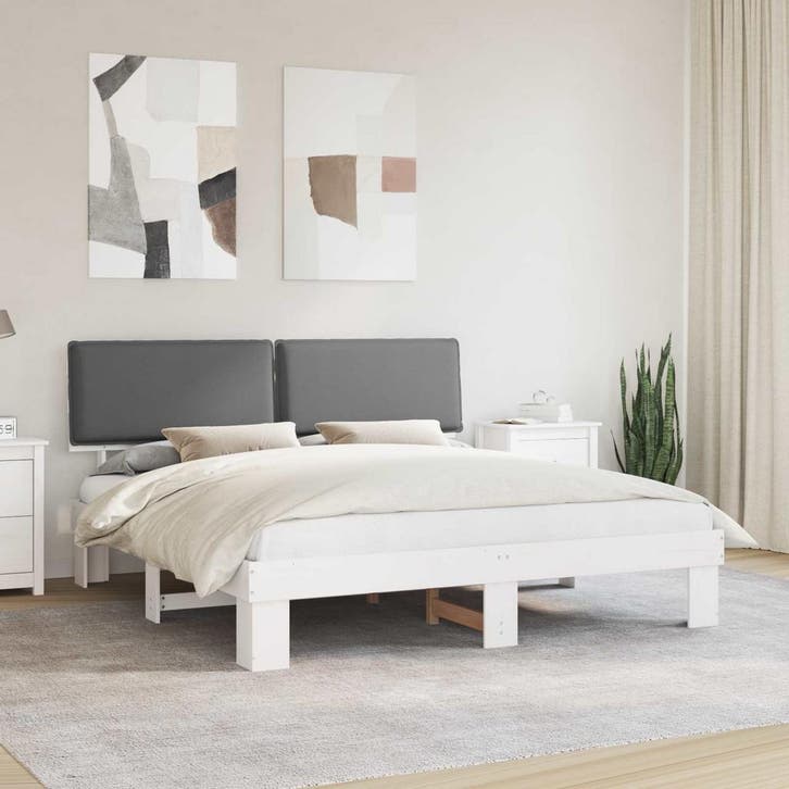 vidaXL Bedframe met Gevoerde Hoofdbord Lichtgrijs 180 x 200, Huis en Inrichting, Slaapkamer | Bedden, Nieuw, Verzenden