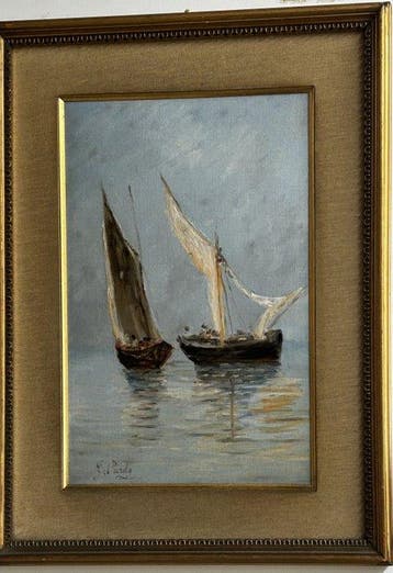 Gennaro Pardo (1865-1927) - Marina con barche, Antiek en Kunst