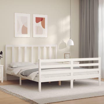 vidaXL Bedframe zonder matras massief grenenhout wit 160x200, Verzenden, Nieuw