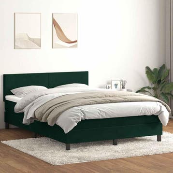vidaXL Boxspring met matras en LED fluweel donkergroen, Verzenden, Nieuw