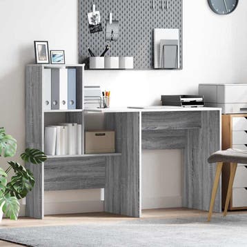 vidaXL Bureau Grijs Sonoma Bewerkt hout 131,5 x 50 x 106,5, Verzenden