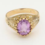 Bague - 18 carats Or jaune Améthyste