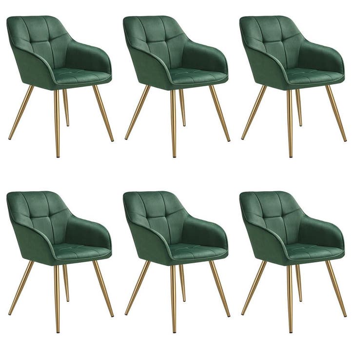 tectake Eetkamerstoel Marilyn, fluweellook, gecapitonneerd -, Maison & Meubles, Chaises, Envoi