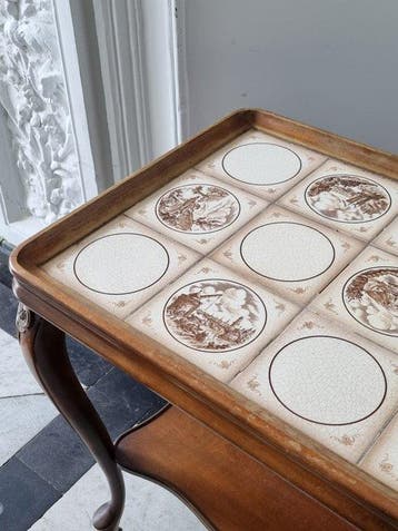Klassischer Servierwagen – Holz & Keramikfliesen –, Antiek en Kunst