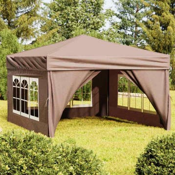 vidaXL Partytent inklapbaar met zijwanden 3x3 m taupe, Verzenden