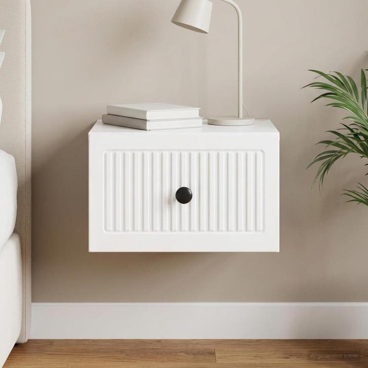 vidaXL Muurbevestigde Nachttafel Hoogglans Wit 33 x 34,5 x, Huis en Inrichting, Slaapkamer | Nachtkastjes, Nieuw, Verzenden