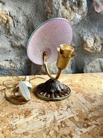 Bureaulamp - Messing, Metaal, Glas - Art Deco / Mid-eeuws