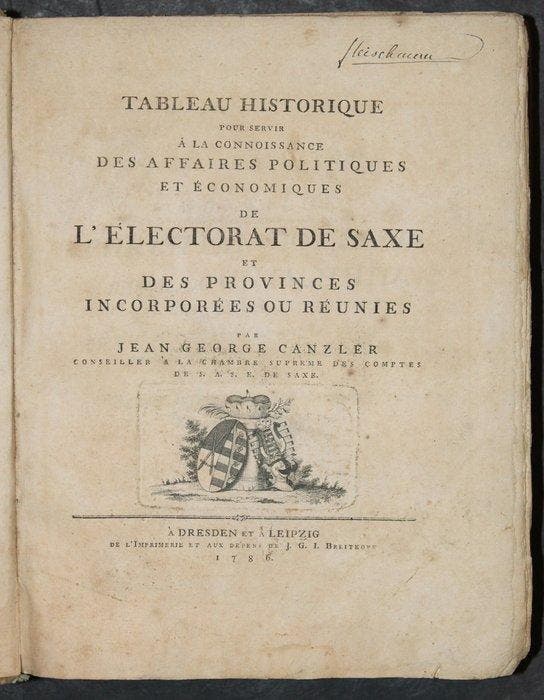 Jean George Canzler - Tableau Historique Pour Servir A La, Antiek en Kunst, Antiek | Boeken en Manuscripten