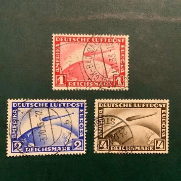 Duitse Rijk 1928/1931 - Zeppelins 1, 2 en 4 Mark - gebruikt, Postzegels en Munten, Gestempeld