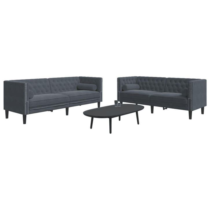 vidaXL 2-delige Loungeset Chesterfield en bolsters fluweel, Maison & Meubles, Canapés | Salons, Envoi