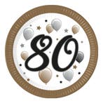 80 Jaar Borden Papier 23cm 8st, Verzenden, Nieuw