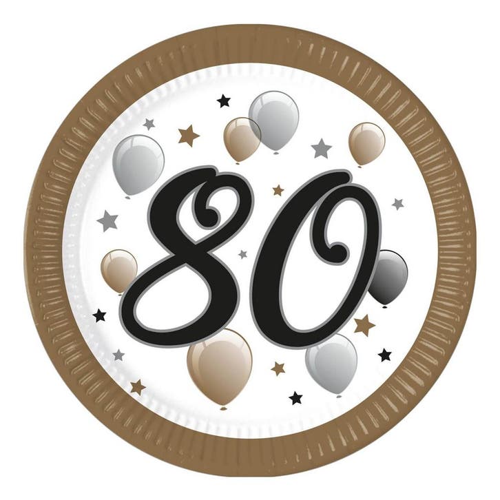 80 Jaar Borden Papier 23cm 8st, Hobby & Loisirs créatifs, Articles de fête, Envoi