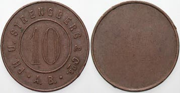 10 Jetons Finnland Ph U Strengberg Cos A B, Verzenden, België