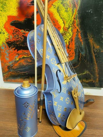 fp pop art - Louis vuitton Violon et Capsule 60cm Bleu, Antiquités & Art