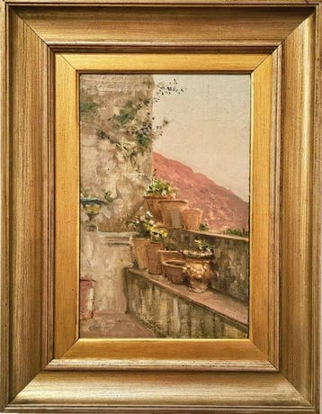 Vincenzo Caprile (1856 - 1936) - Scorcio di terrazzo