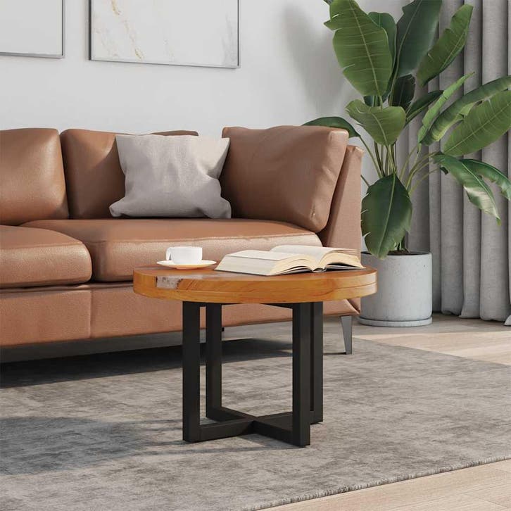 vidaXL Salontafel massief teakhout hars 60 cm, Huis en Inrichting, Tafels | Salontafels, Nieuw, Verzenden