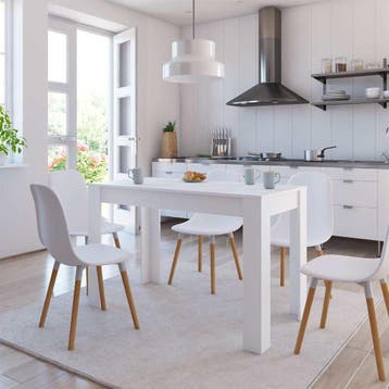 vidaXL Eettafel 120x60x76 cm bewerkt hout wit, Huis en Inrichting, Verzenden, Nieuw