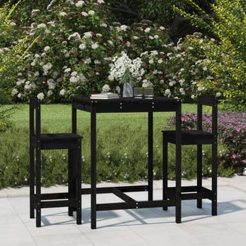 vidaXL 3-delige Tuinbarset massief grenenhout zwart, Tuin en Terras, Verzenden, Nieuw