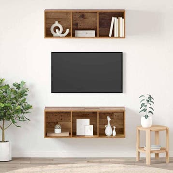 vidaXL Tv-meubelset 2 st Oud Hout Bewerkt hout, Verzenden