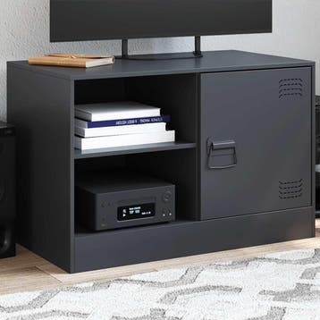 vidaXL Tv-meubel 67x39x44 cm staal zwart, Verzenden