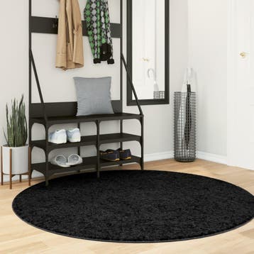 vidaXL Vloerkleed OVIEDO laagpolig Ø 160 cm zwart, Verzenden